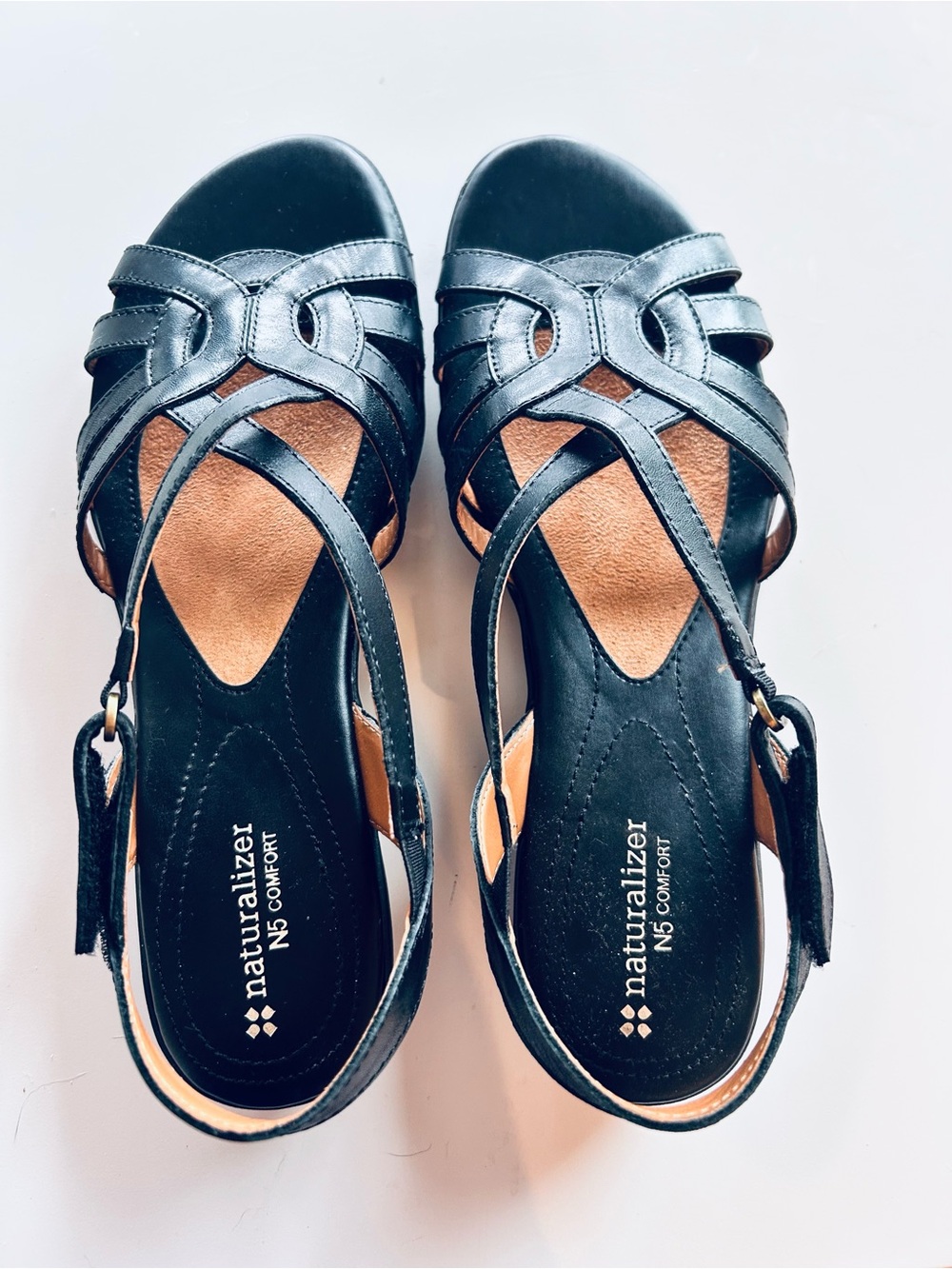 Naturalizer Black Leather Slingback Sandals